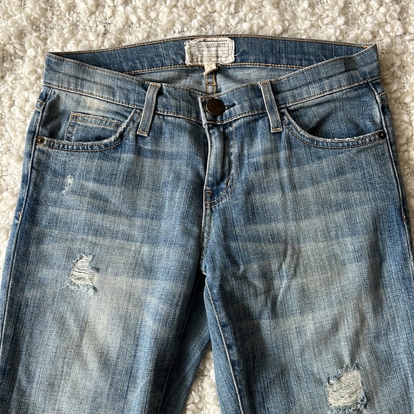 Current/Elliott the Skinny Ankle Low Rise Jeans in Driftwood Destroy Sz 26 - Picture 2 of 10